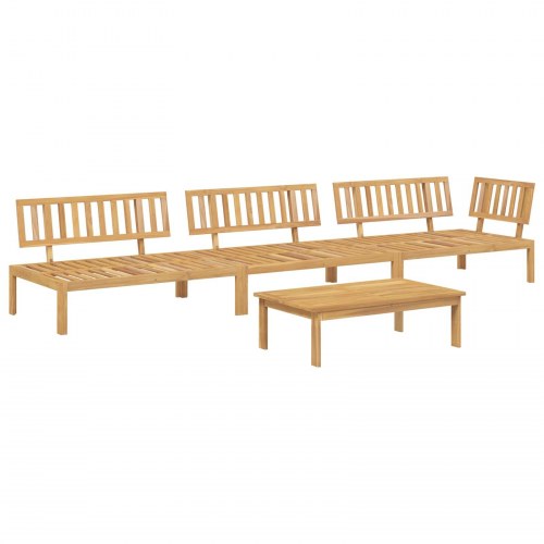 Lounge sofa sæt med puder 4 stk beige i massivt akacietræ