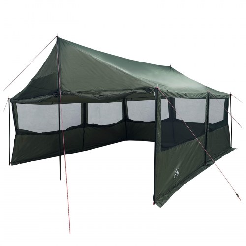Familietelt armygrøn 600 x 400 x 268 cm i polyester og stål