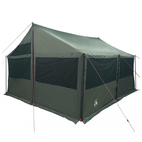 Familietelt armygrøn 600 x 400 x 268 cm i polyester og stål