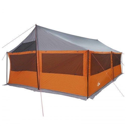 Familietelt grå og orange 600 x 400 x 268 cm i polyester og stål