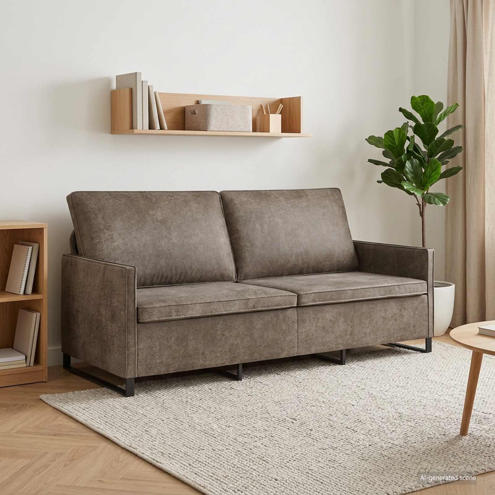 3-personers sofa i mørkegrå faux suedestof 190 x 81 x 82 cm