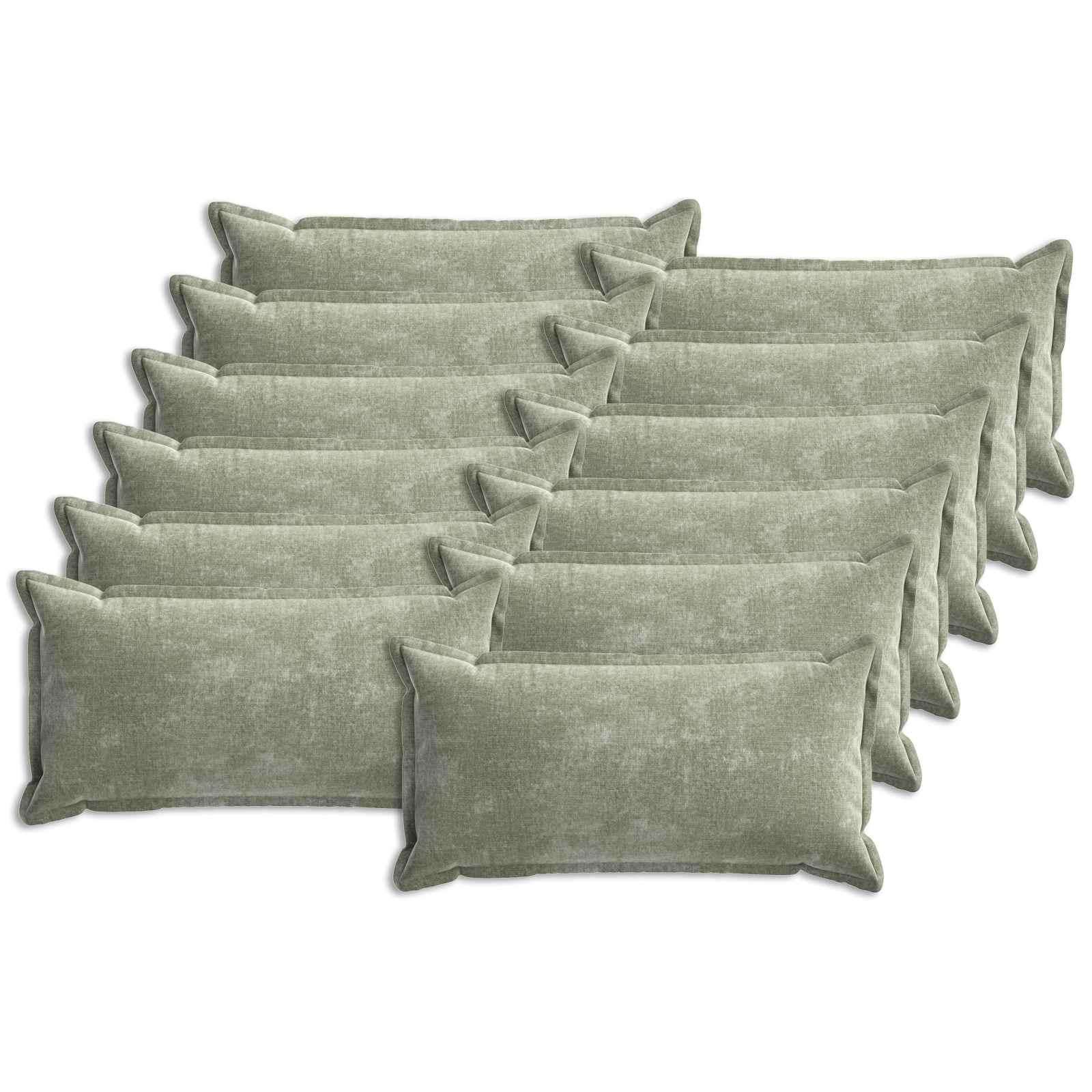 Pudebetræk 12 stk HOUTEN grøn 40 x 80 cm i chenille stof