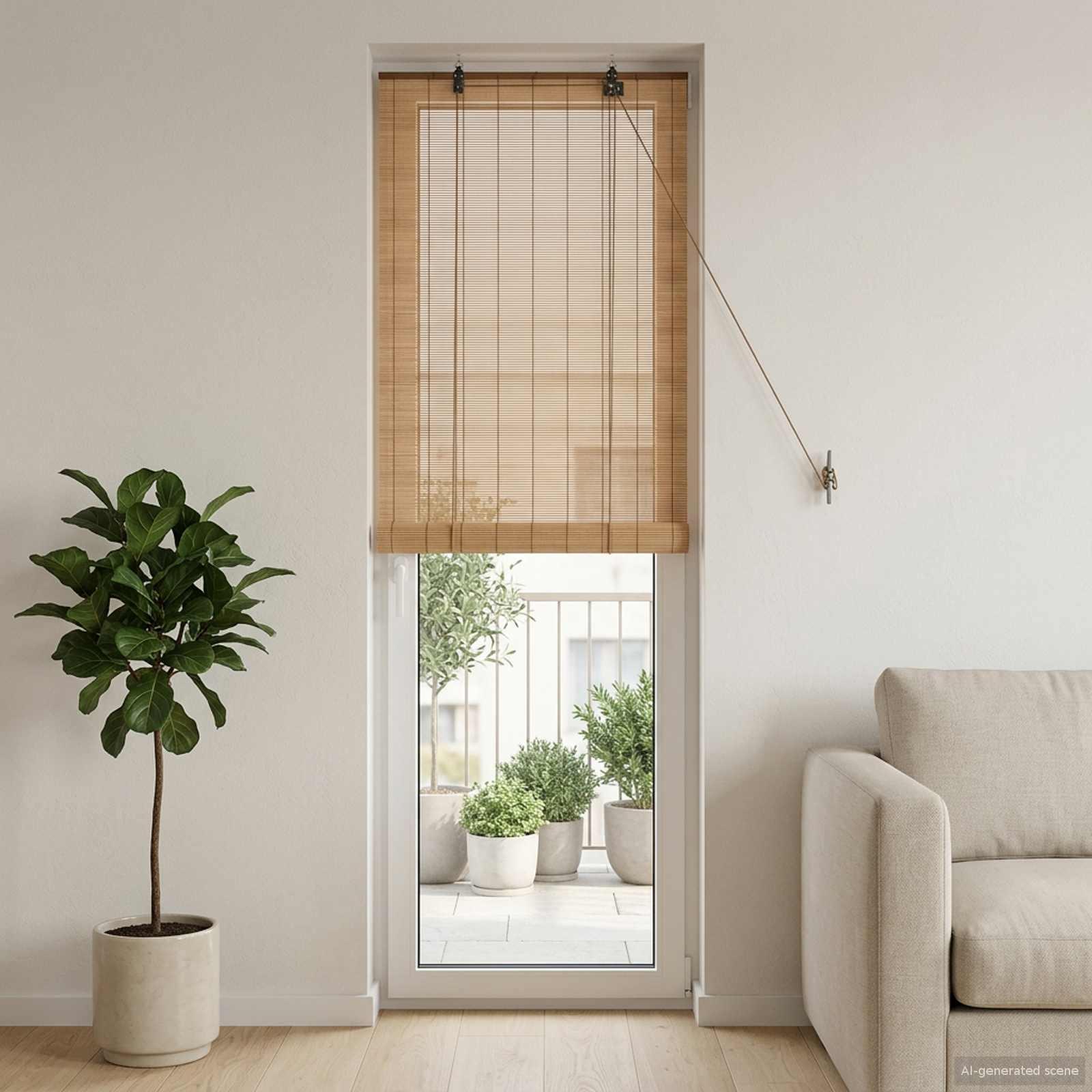 Rullegardin i bambus brun 60 x 220 cm billede