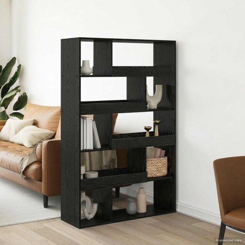 Boghylde rumdeler i sort eg 100 x 33 x 156,5 cm i konstrueret træ