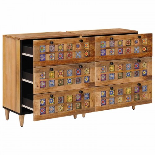 Sidebord 2 stk naturfarvet 60 x 33 x 75 cm i massivt mangotræ