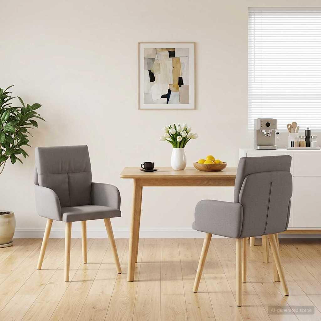 Spisestole 2 stk i stof med armlæn - gråbrun 60 x 56 x 96 cm