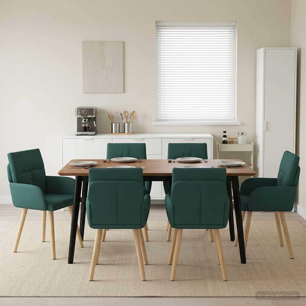 Spisestole 6 stk mørkegrøn stof 60 x 56 x 96 cm