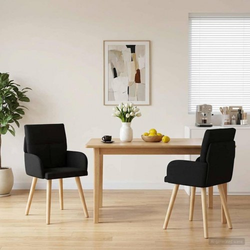 Spisestole 2 stk i sort stof med armlæn 60 x 56 x 96 cm