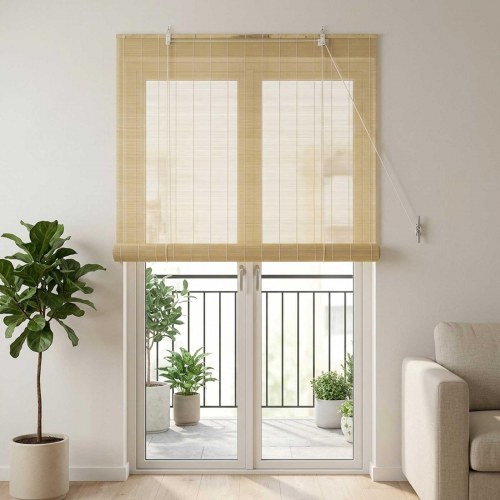 Rullegardin i naturfarvet bambus 90 x 220 cm
