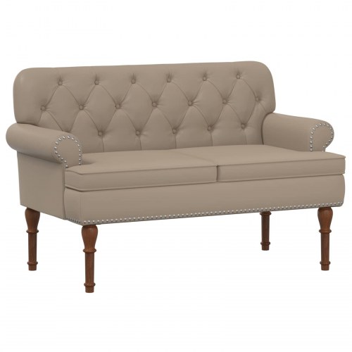 2-personers loveseat bænk med knaptufting i kunstlæder - cappuccino 120 x 65 x 77 cm