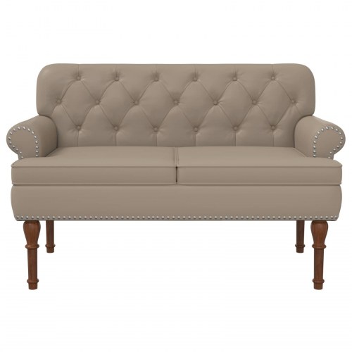 2-personers loveseat bænk med knaptufting i kunstlæder - cappuccino 120 x 65 x 77 cm