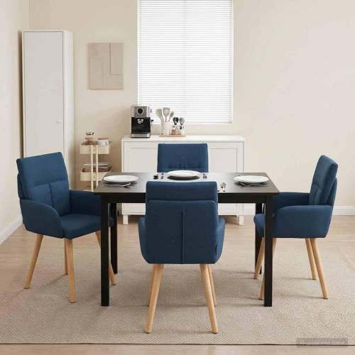Spisestole 4 stk i blå stof med armlæn 60 x 56 x 96 cm