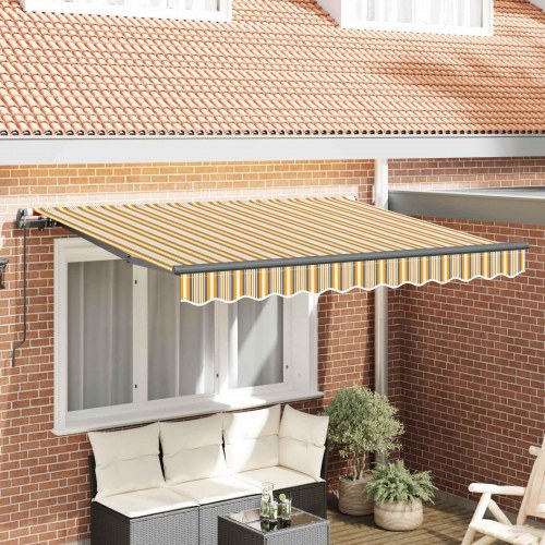 Udtrækkelig markise 300 x 200 cm i gul stribet stof