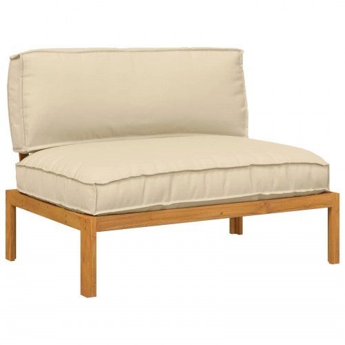 Sofa sæt med puder i beige 120 x 92 x 69 cm massivt akacietræ
