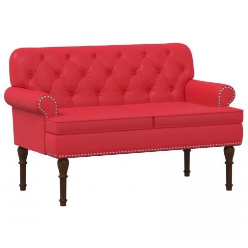 2-personers loveseat bænk med knap tufting i kunstlæder - rød 120 x 65 x 77 cm