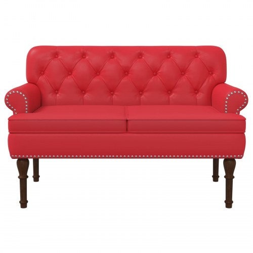 2-personers loveseat bænk med knap tufting i kunstlæder - rød 120 x 65 x 77 cm