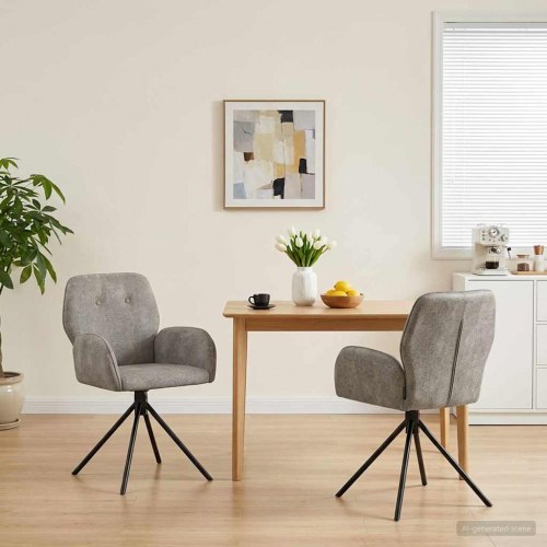 Svingende spisestole 2 stk i faux suede læder lysegrå