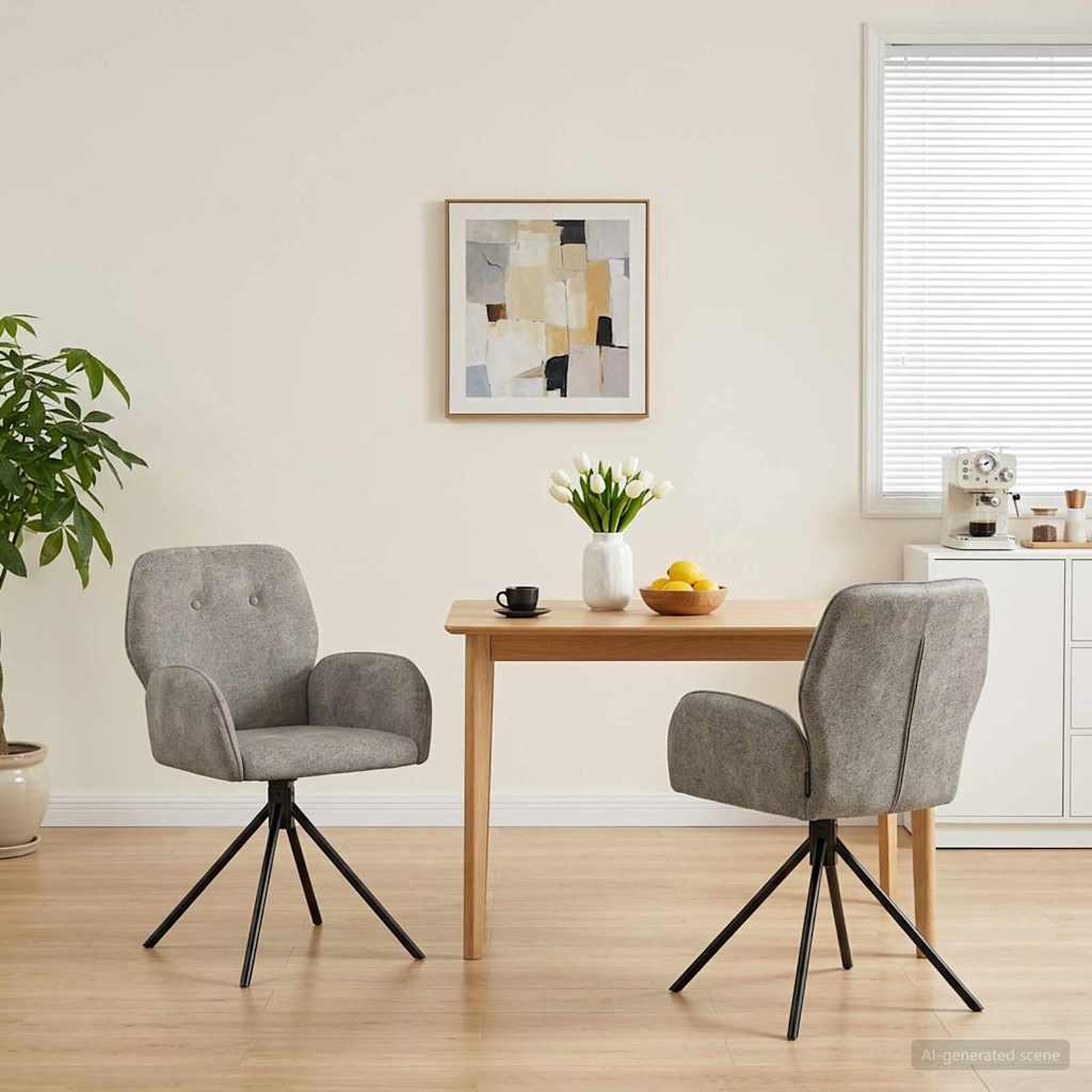 Svingende spisestole 2 stk i faux suede læder lysegrå
