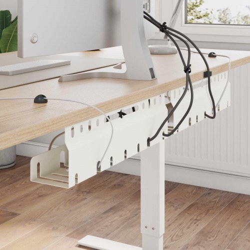 Kabelbakke til under skrivebord 2 stk. hvid 43 x 9 x 11,5 cm stål
