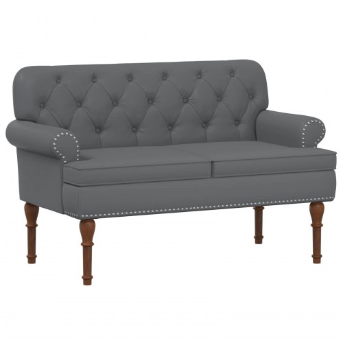 2-personers loveseat bænk med knap tufting i kunstlæder - grå, 120 x 65 x 77 cm