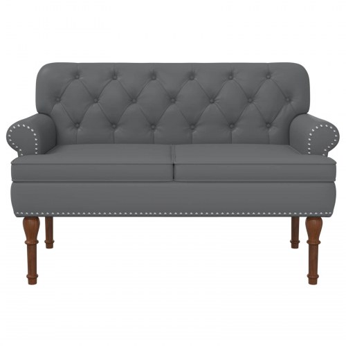 2-personers loveseat bænk med knap tufting i kunstlæder - grå, 120 x 65 x 77 cm