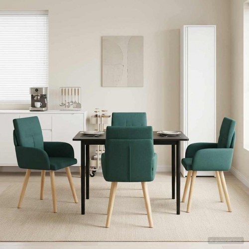 Spisestole 4 stk i stof med armlæn - mørkegrøn 60 x 56 x 96 cm