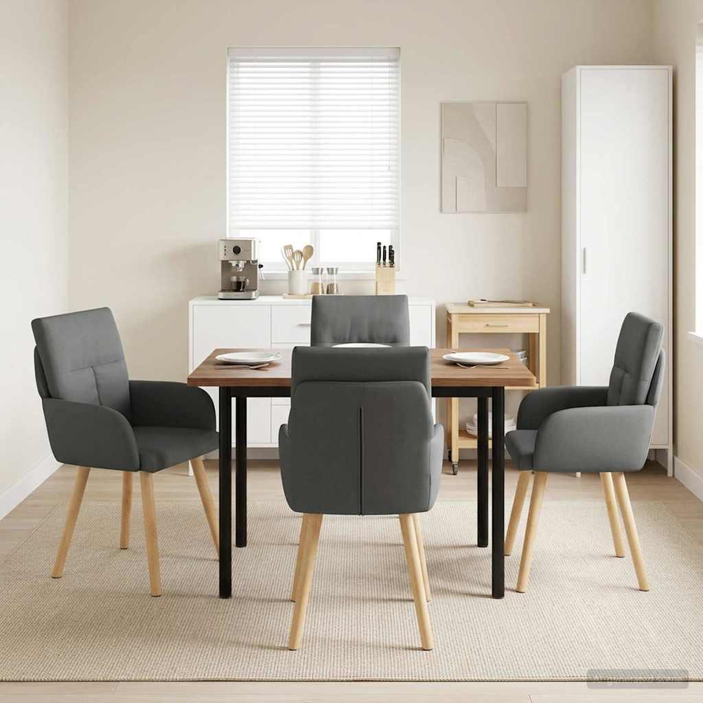 Spisestole 4 stk i stof med armlæn mørkegrå 60 x 56 x 96 cm billede