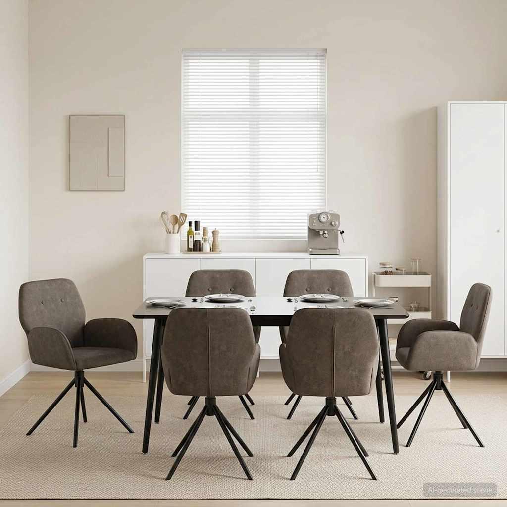 Svingende spisestole 6 stk i faux suede læder mørkegrå billede