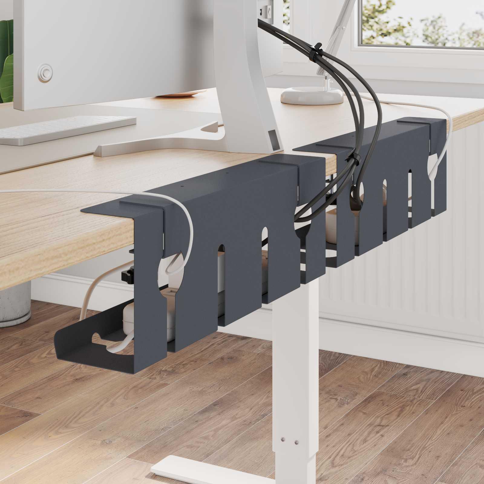 Kabelbakke til under skrivebord 2 stk. antracit 43 x 10 x 15 cm billede