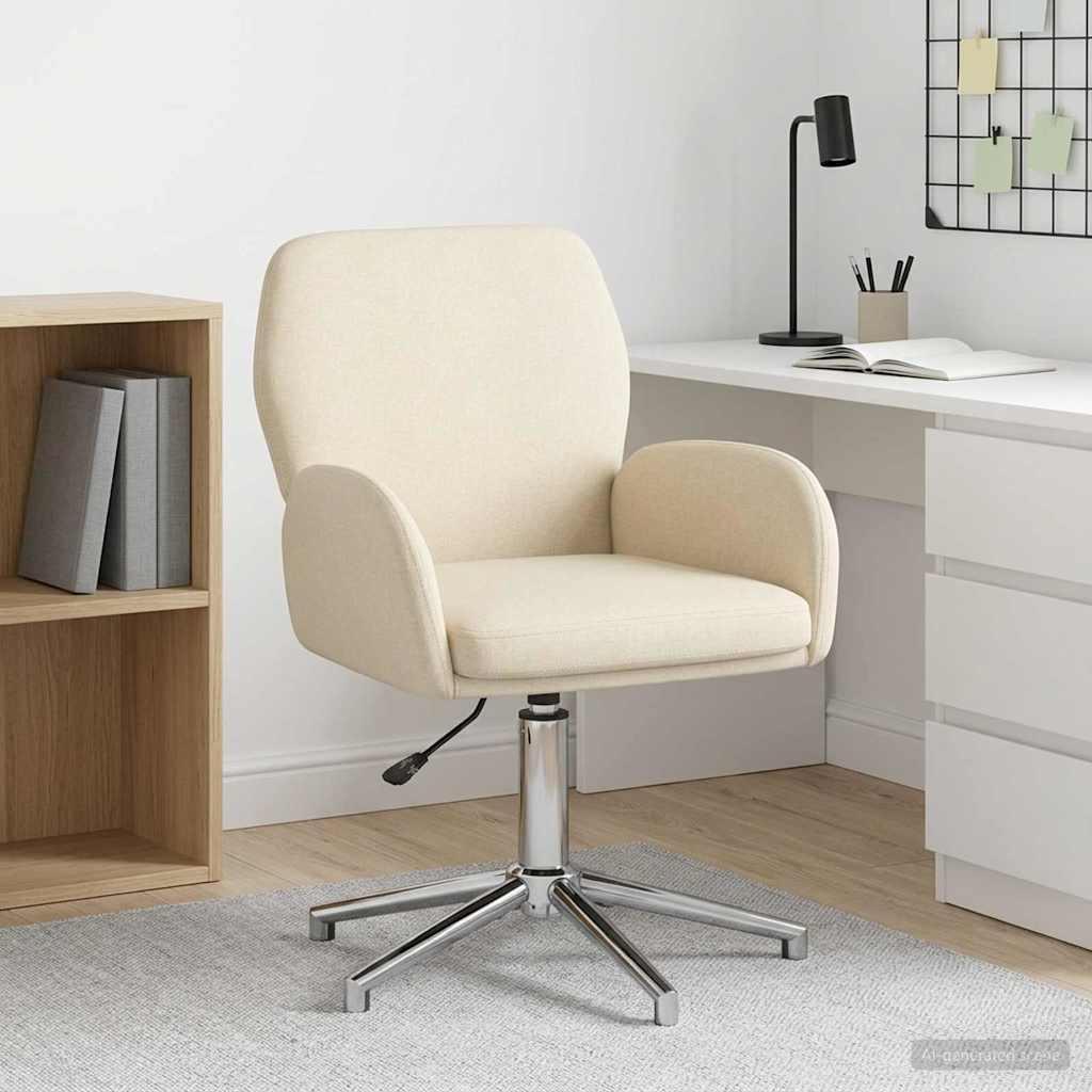 Svingbar skrivebordsstol i cremefarvet stof 54 x 58 x 90 cm billede