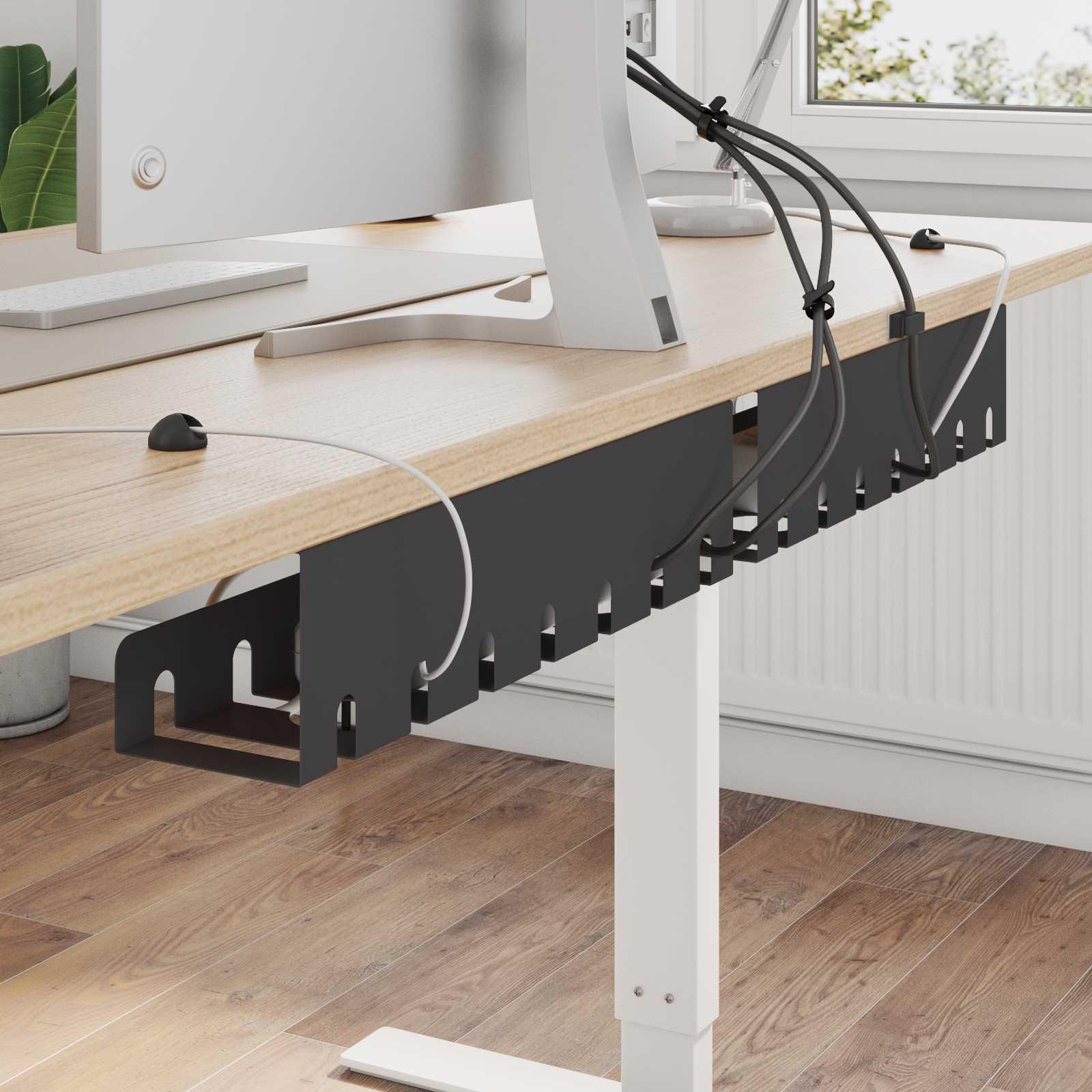 Kabelbakke til under skrivebord 2 stk. sort 43 x 10 x 10 cm stål billede