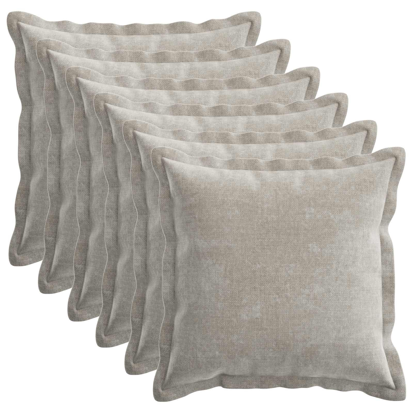 Pudebetræk 6 stk HOUTEN lysegrå 40 x 40 cm i chenille billede