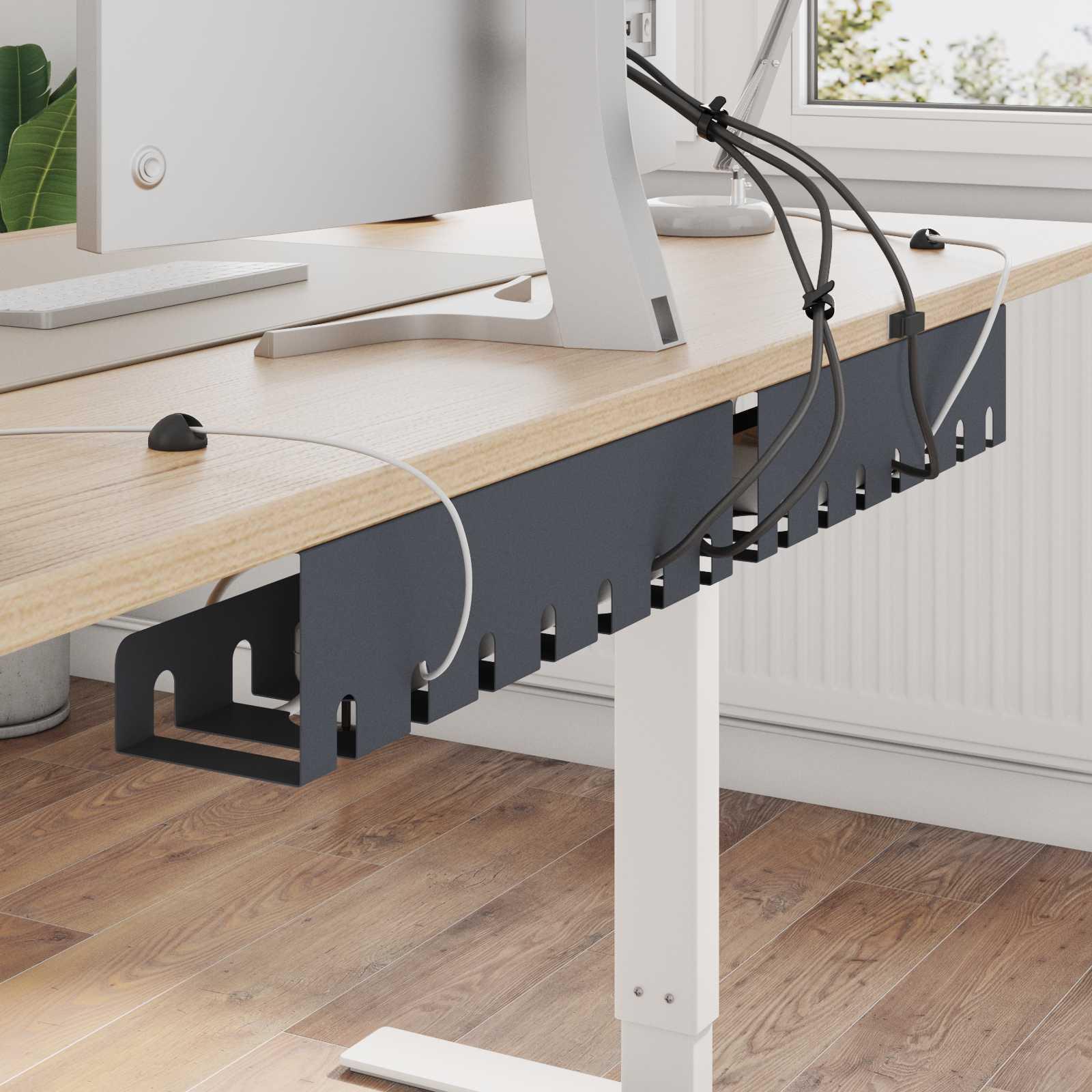 Kabelbakke under skrivebord 2 stk. antracit 43 x 10 x 10 cm billede
