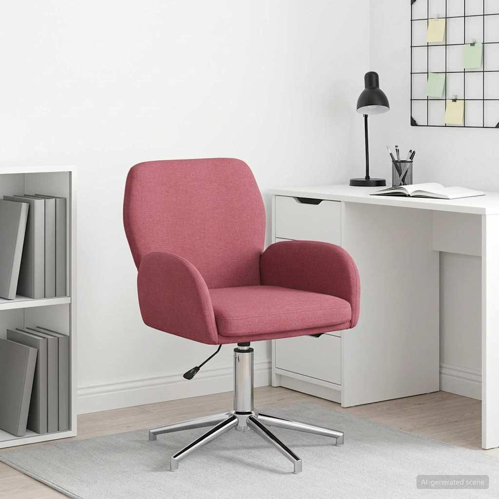 Svingbar skrivebordsstol i vinrød stof 54 x 58 x 90 cm billede