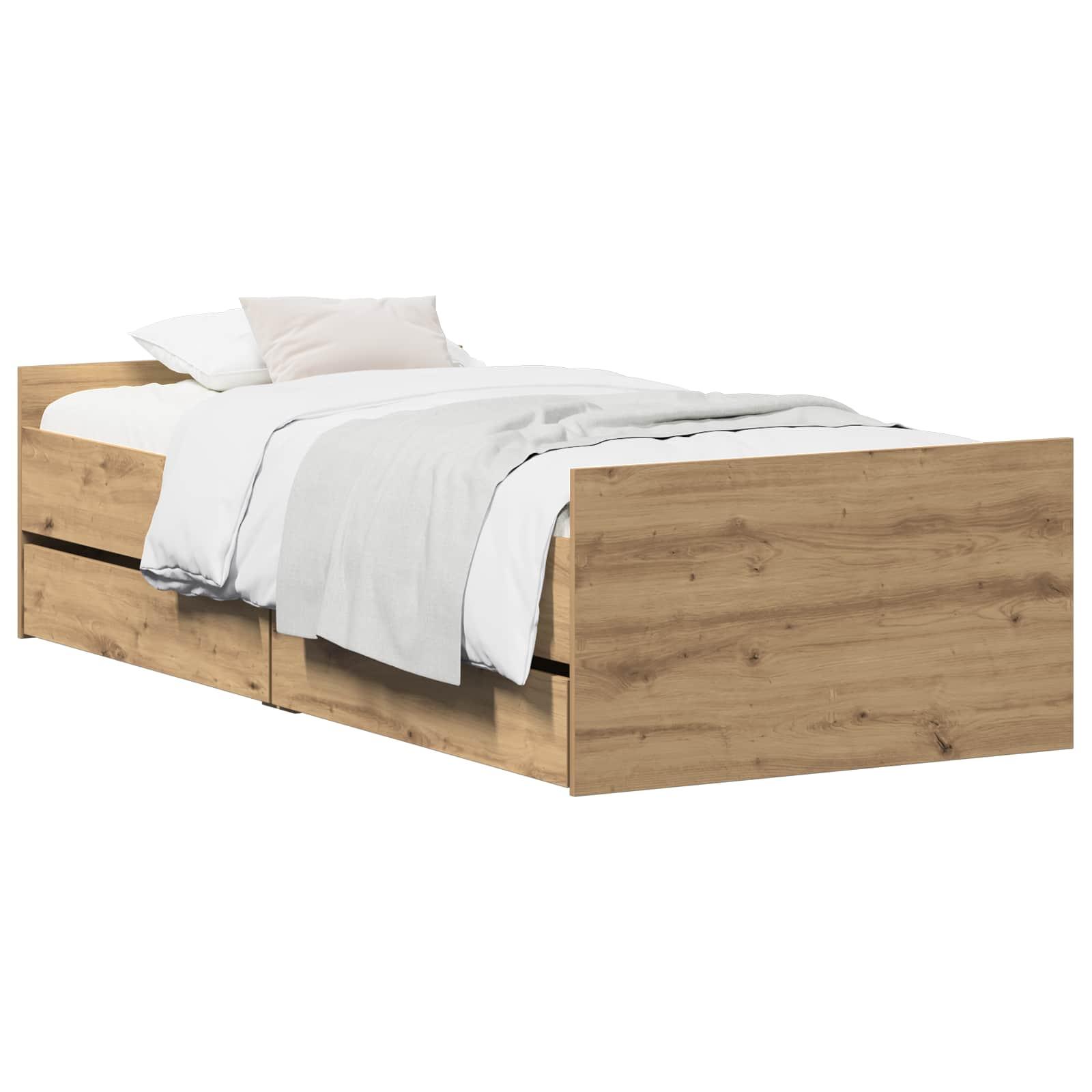 Sengestel i artisan-eg 100 x 200 cm med lamelbund billede
