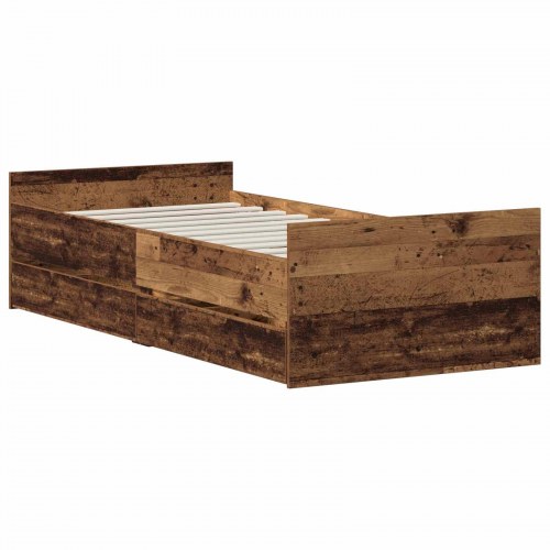 Sengestel med hovedgærde - gammelt træ - 100 x 200 cm