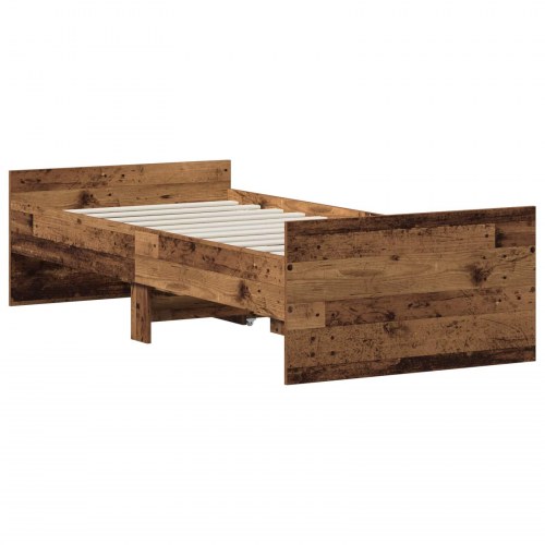 Sengestel med hovedgærde - gammelt træ - 100 x 200 cm