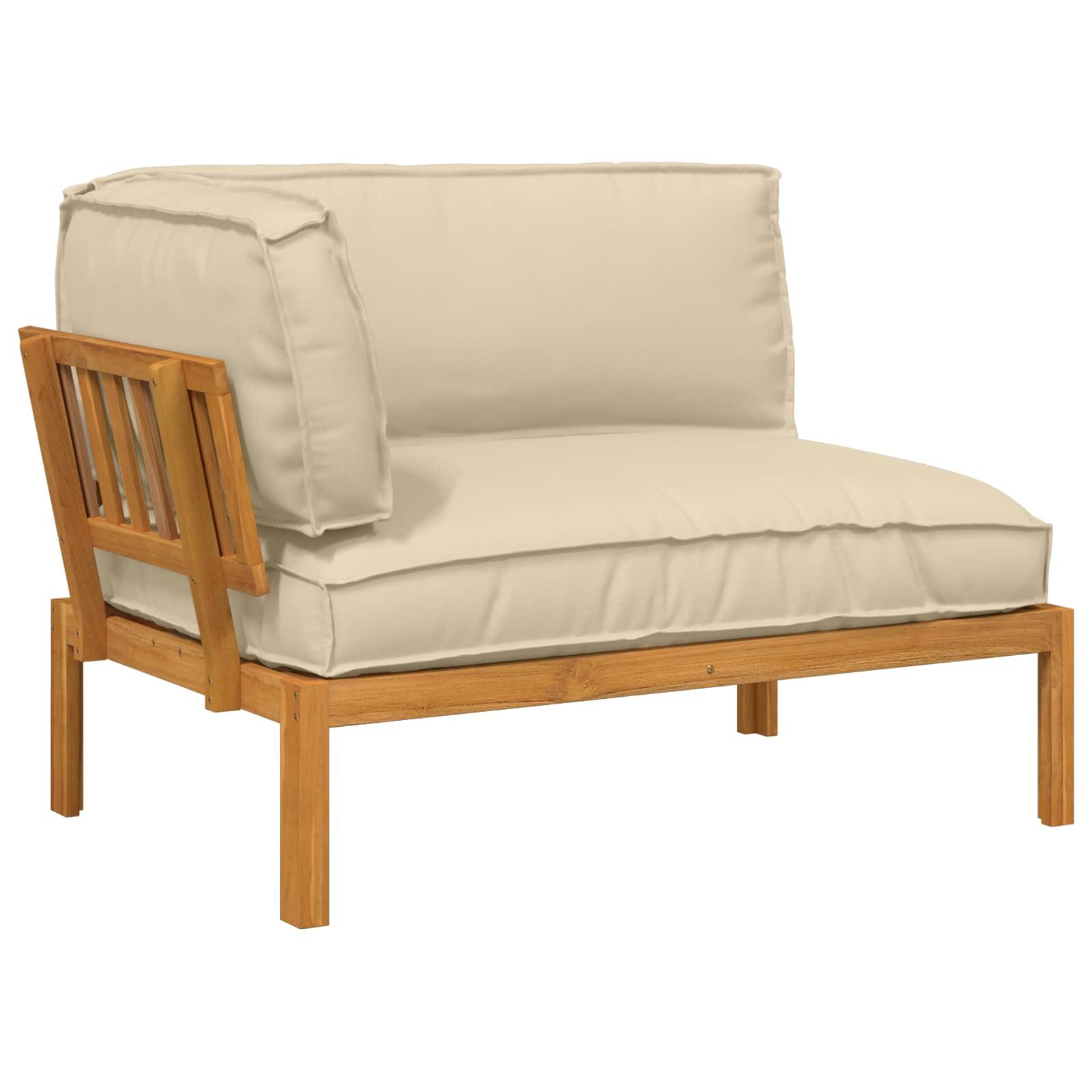 Udendørs sofasæt i massivt akacietræ med beige puder 133 x 92 x 69 cm billede