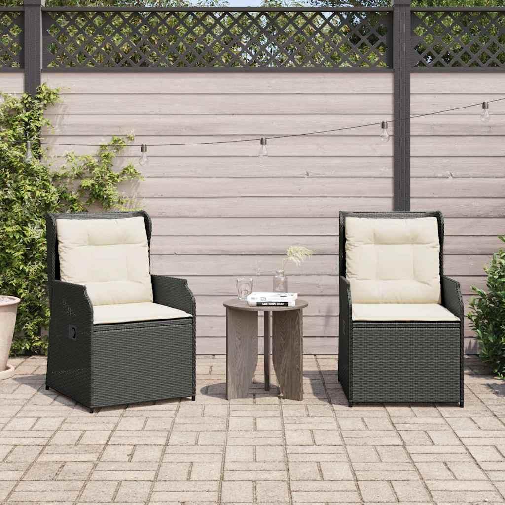 Havebænk 2 stk i sort polyrattan med justerbar ryg billede