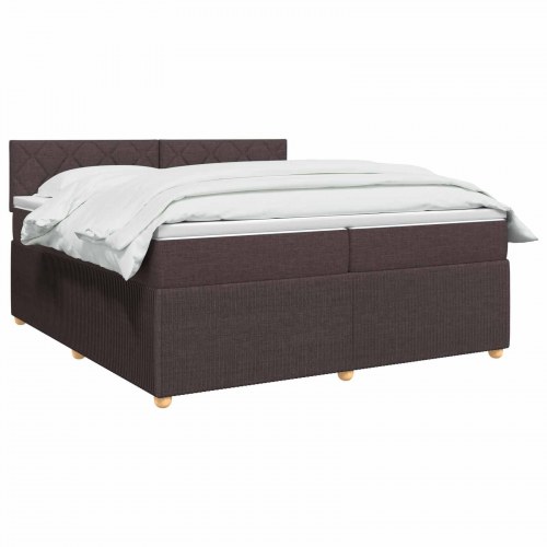 Madras med topmadras 200 x 200 cm mørk brun stofseng
