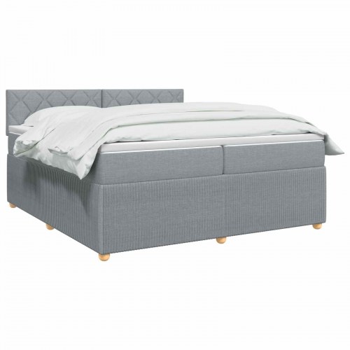 Boxmadras med topmadras og justerbar sengegavl 200 x 200 cm lysegrå