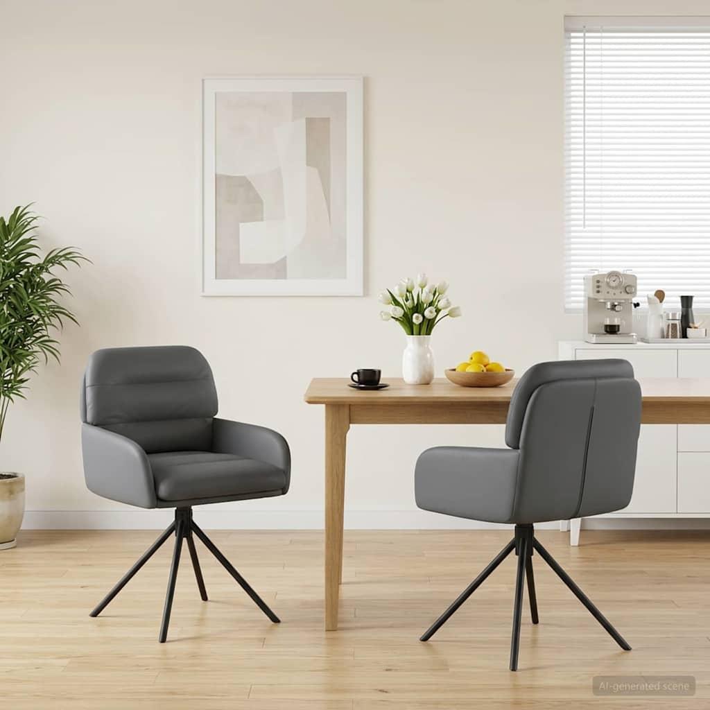 Svingende spisebordsstole 2 stk i kunstlæder grå 59 x 59,5 x 90 cm billede