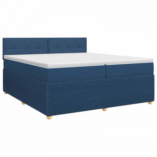 Kontinentalseng med topmadras og justerbar hovedgavl 200 x 200 cm - blå stof
