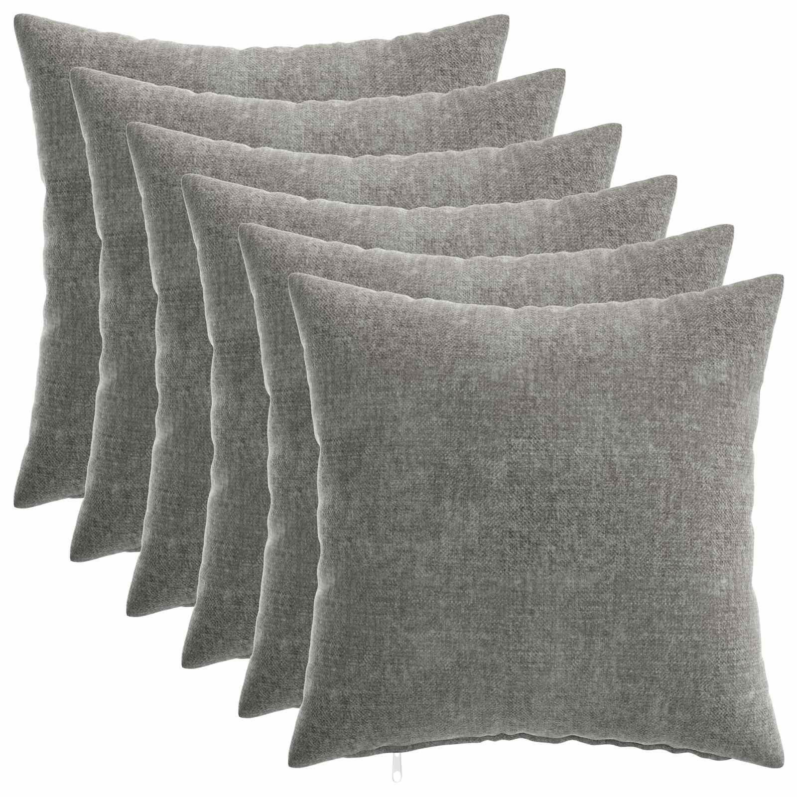 Pudebetræk HEERLEN 6 stk mørkegrå 40 x 40 cm i chenille billede