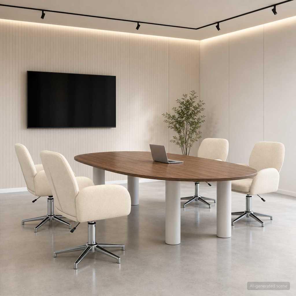 Drejestole 4 stk. i cremefarvet stof 54 x 58 x 90 cm billede