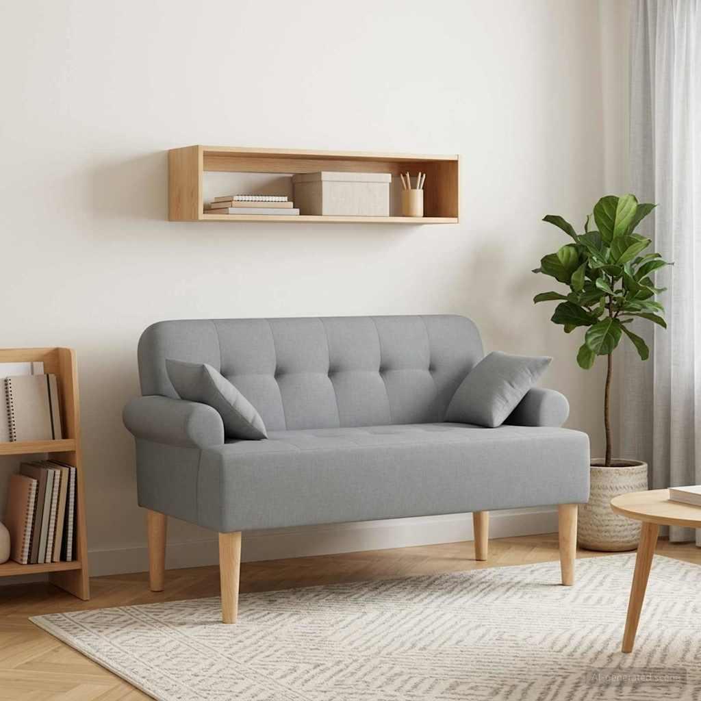 Loveseat bænk med knap tufting i lysegrå 120 x 65 x 79 cm stof billede
