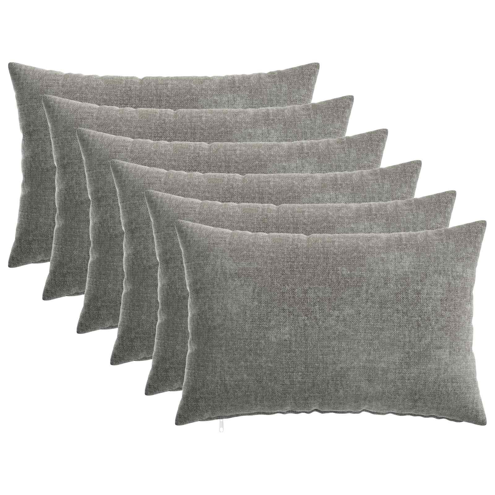 Pudebetræk 6 stk HEERLEN mørkegrå 30 x 50 cm i chenille billede