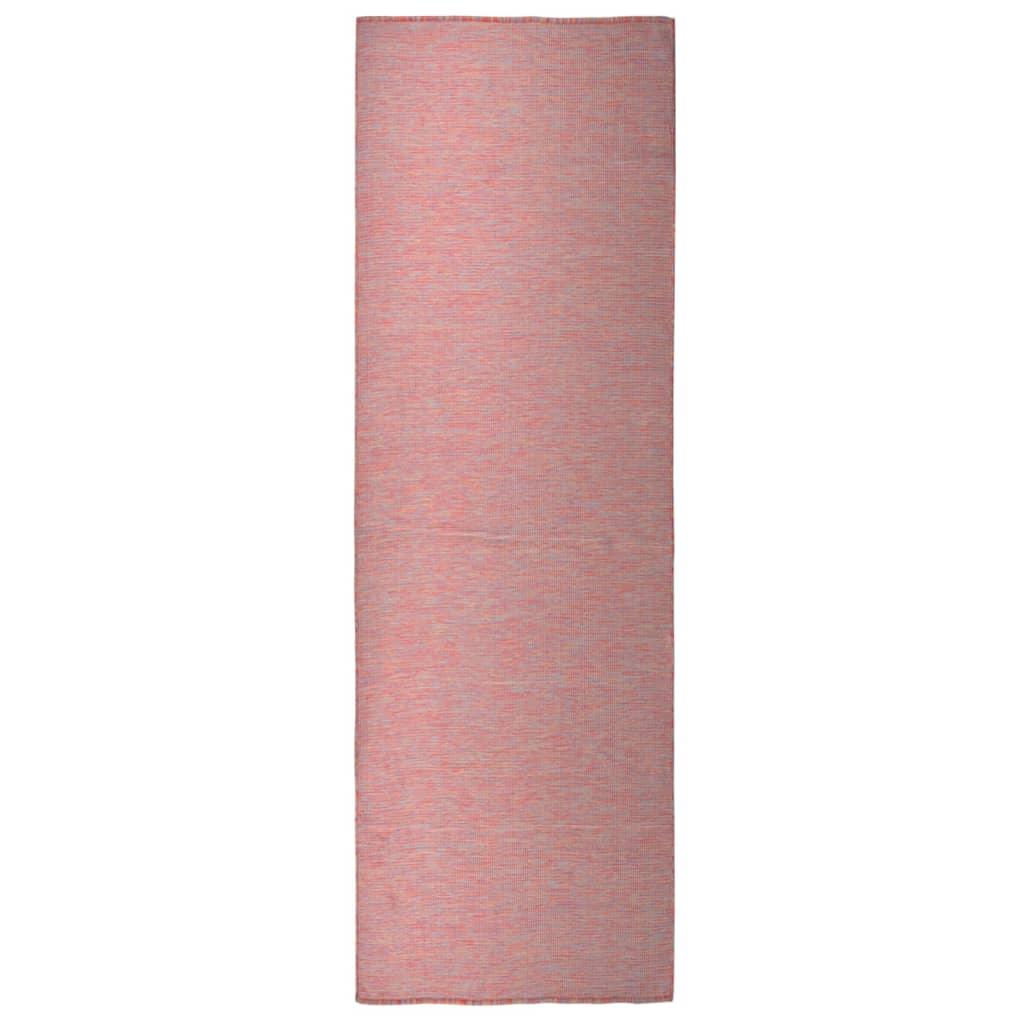 Fladvævet udendørstæppe 80 x 250 cm rød billede