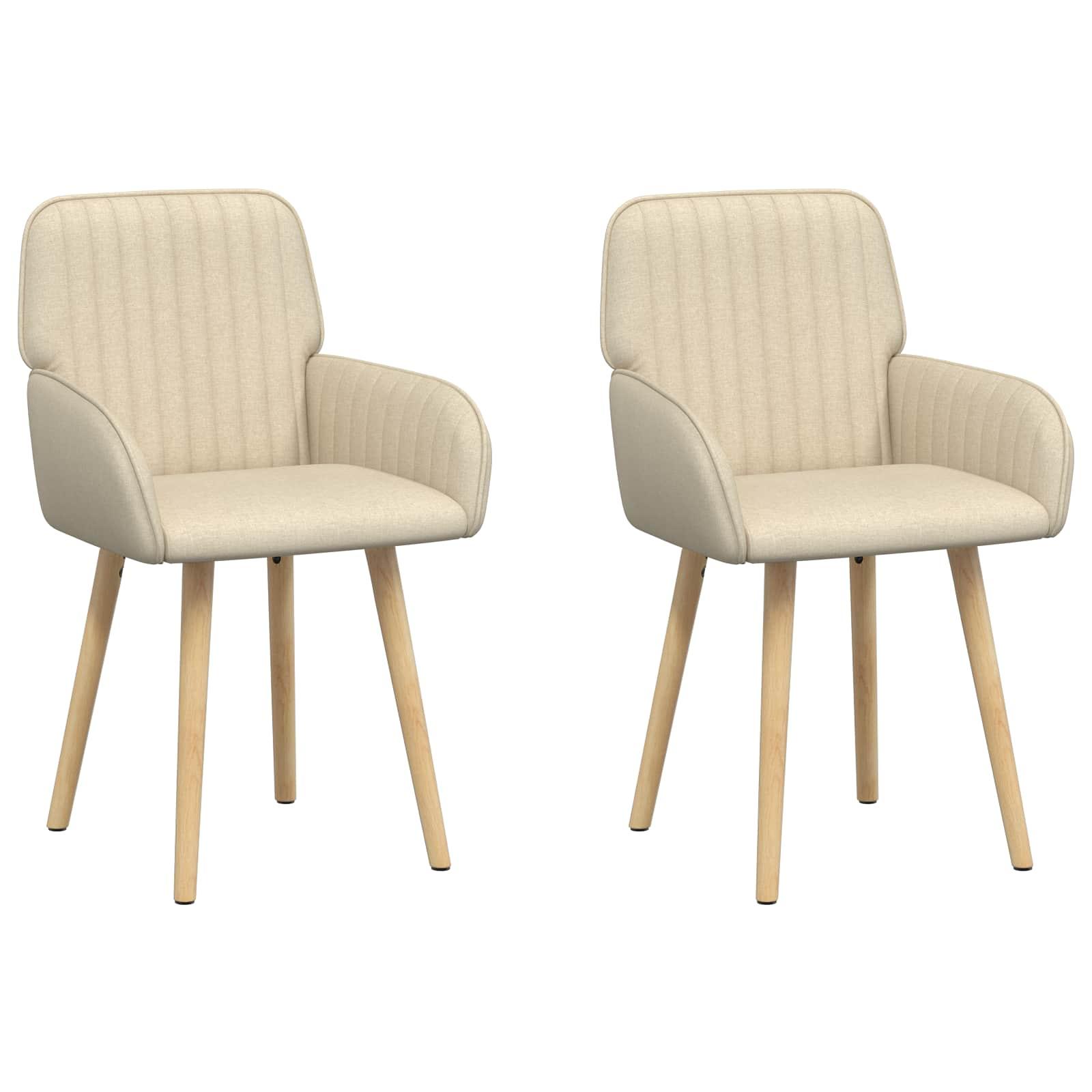 Spisebordsstole 2 stk i cremefarvet stof med armlæn 56,5 x 50 x 87,5 cm billede