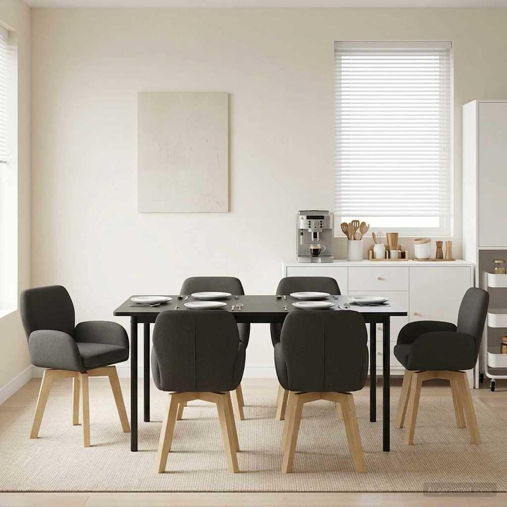 Svingende spisebordsstole 6 stk i bouclé mørkegrå 54 x 58 x 87 cm billede